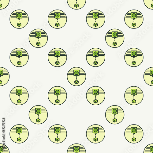 3D Printing in Circle vector Additive Manufacturing colored seamless pattern