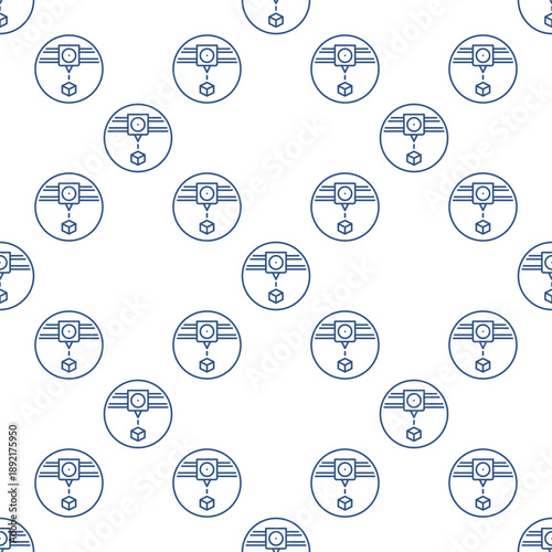 Cube 3D Printing vector Additive Manufacturing round seamless pattern in thin line style