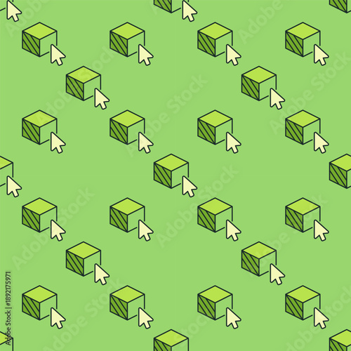 Mouse Cursor on Cube vector 3D Printing colored seamless pattern