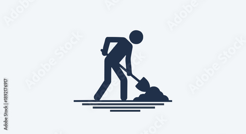 Man digging with shovel icon silhouette.