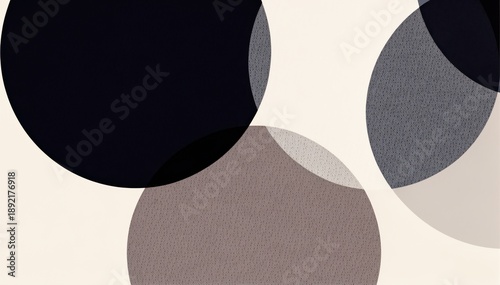Minimalist Overlap: Abstract circles in shades of black, gray, and brown subtly overlap, creating a modern, minimalist design. Evoking sophistication and graphic elegance.