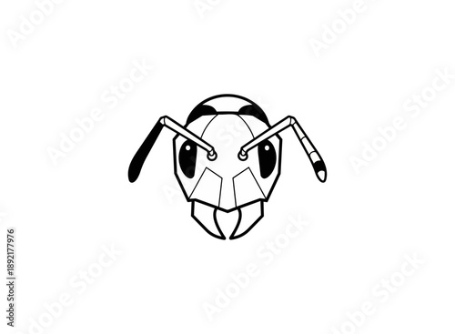 Graphic illustration of an ant head isolated on black
