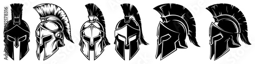 Set of ancient spartan warrior helmet icons