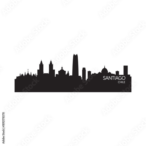 Wallpaper Mural Santiago Chile skyline silhouette against a plain white background Torontodigital.ca