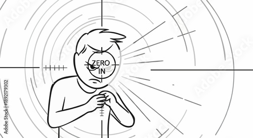 Man in Crosshairs Target Focus Danger Threat.