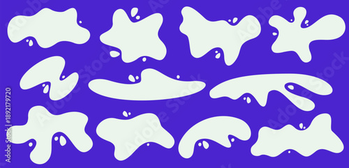 Abstract frame with splash milk motion and water drops, artistic puddle paint splat shape, smooth splash flow, milk highlights and fresh water puddle look.