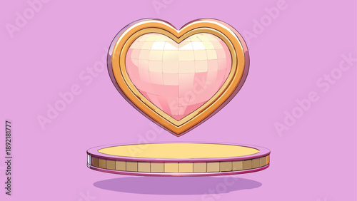 Golden heart locket with pink gem