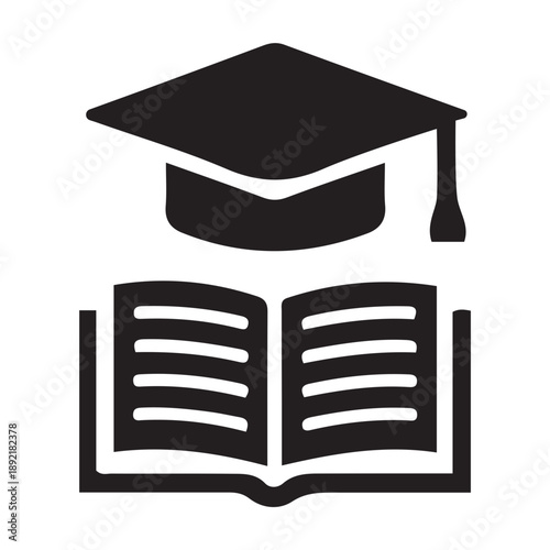 Symbolic representation of academic excellence and continuous learning, featuring a graduation cap atop an open book, signifying knowledge acquisition and higher education success