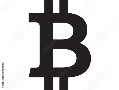 Bitcoin logo in bold black font on white background for cryptocurrency branding