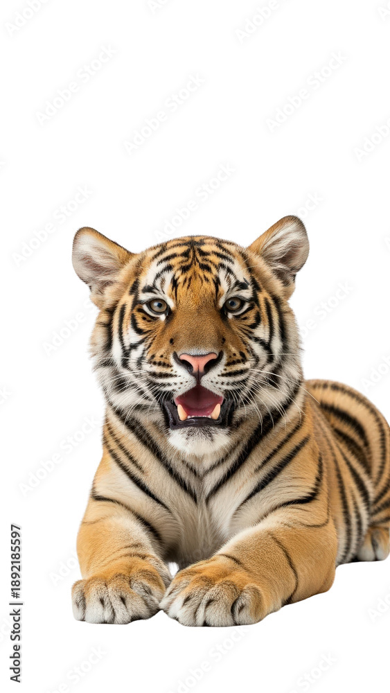 Obraz premium Tiger Lying Down Facing Forward.