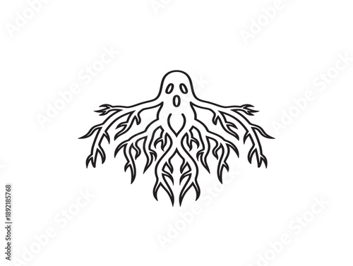 Ghostly tree silhouette vector illustration