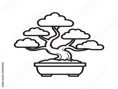 Minimalist bonsai tree in pot
