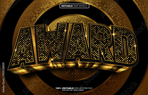 Award Golden 3D editable text effect
