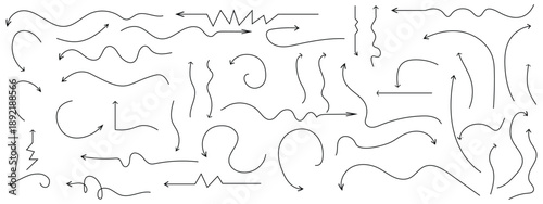 Doddle arrow set, collection of hand drawn arrows,Arrow mark icons.Black and white illustration