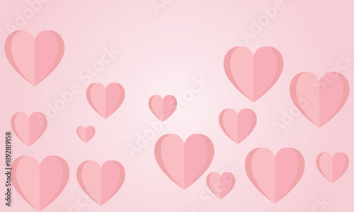 Soft pink paper hearts gently floating on a subtle gradient background, expressing love and tenderness