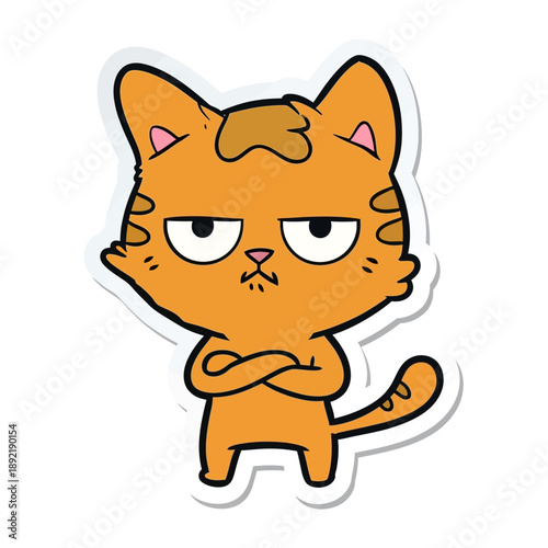 Angry cartoon cat with crossed arms and displeased expression.