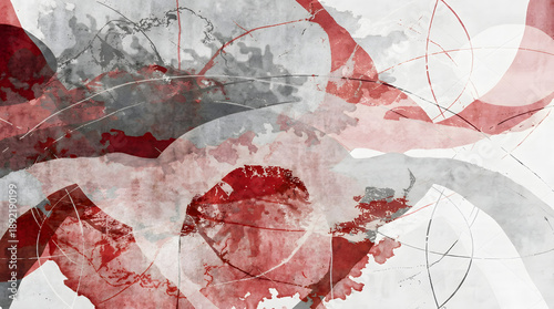 Abstract art with red, gray, and white blending in a grunge effect.
