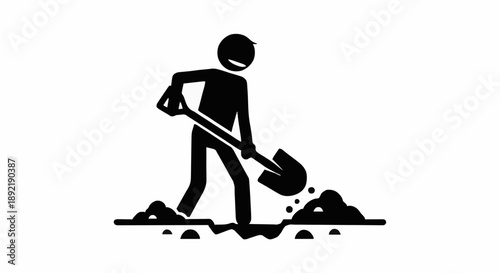 Person digging with a shovel icon symbol.