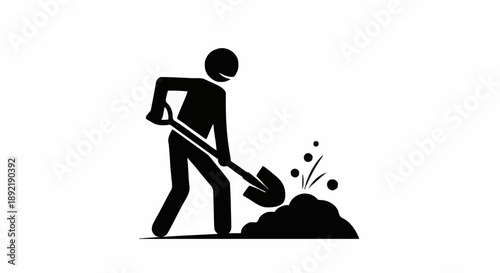 Person digging with a shovel icon silhouette.