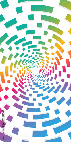 Spin circle colorful line radial background. Texture seamless pattern technology