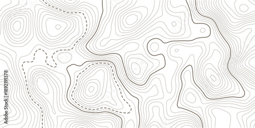 . Abstract mountain terrain map background with abstract shape line texture. Abstract white topography vector background.