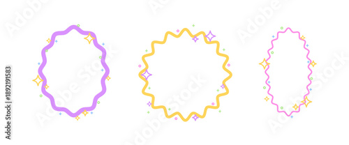 wavy frame oval and circle zigzag illustration clipart