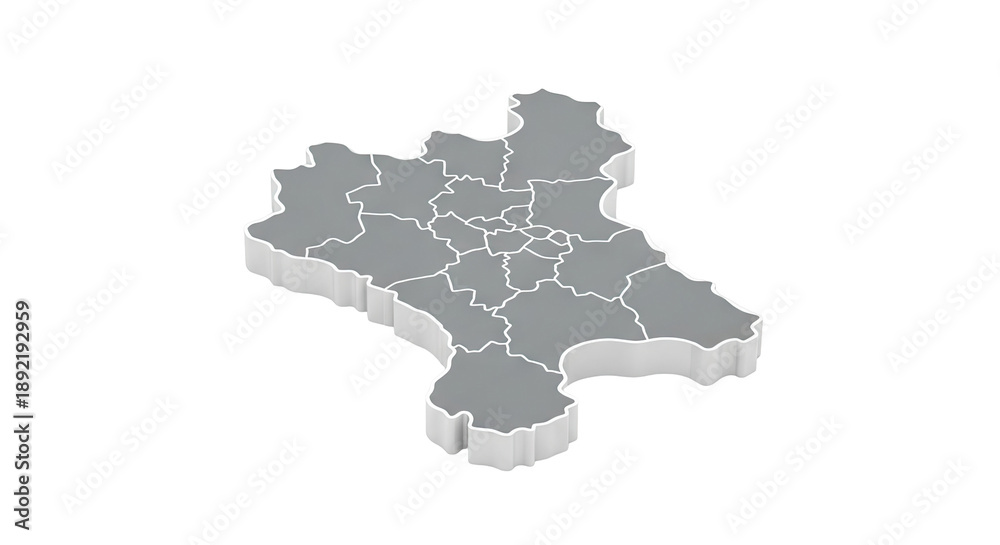 Obraz premium 3D Isometric Map of Basilicata Region, Italy with Provincial Divisions