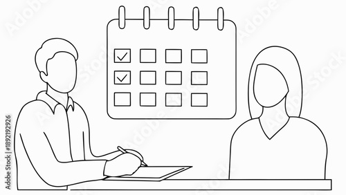 Businesspeople planning and scheduling tasks on a calendar teamwork and organization concept