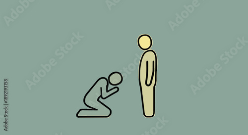 Person kneeling before another person icon.