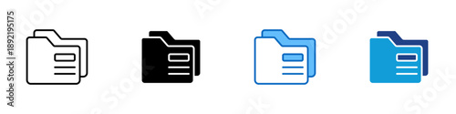 Folder Multiple Style Icon Design Vector - Stacked folder with lines, representing file organization, storage, and data management