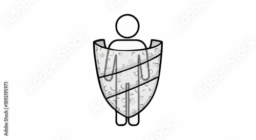 Person Protected By Shield Icon.