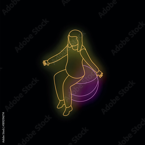 Pregnant woman practicing pilates using a fitness ball, promoting healthy lifestyle and exercise during pregnancy