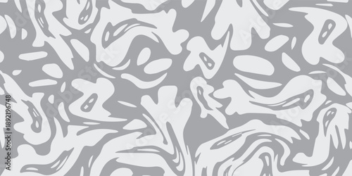 Abstract Gray and White Swirls and Organic Shapes Pattern.