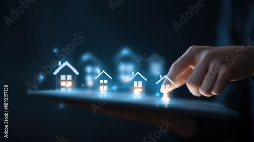 Wallpaper Mural Person interacting with digital home icons Torontodigital.ca