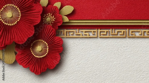 Red paper-flower festive background