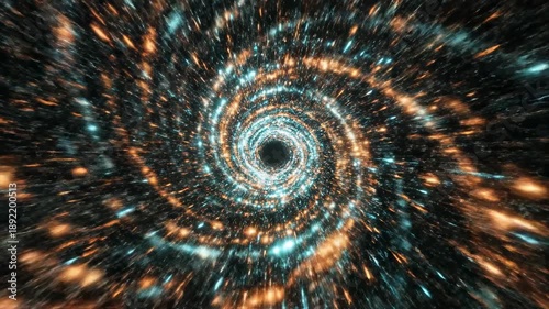 Wallpaper Mural Intense high contrast swirling vortex of dynamic neon teal and hot orange light particles creating an abstract energetic motion background texture modern, social, power Torontodigital.ca