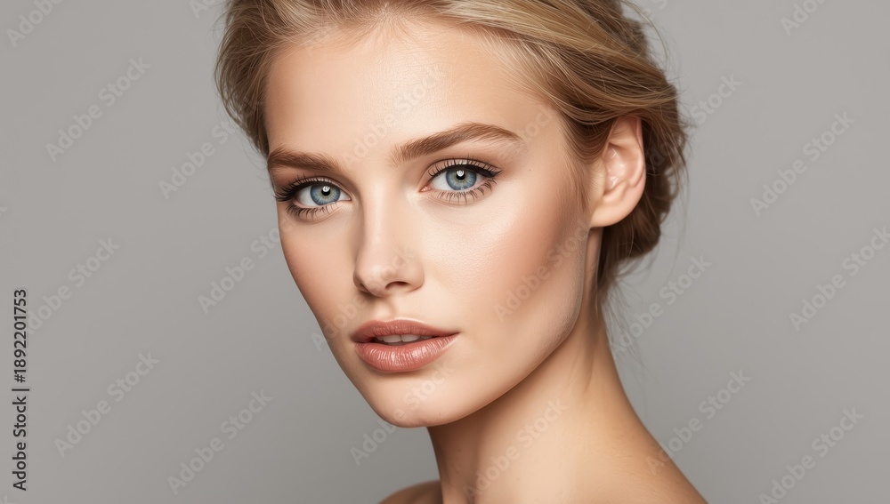 Naklejka premium Image of an attractive young woman with blonde hair and makeup.jpeg