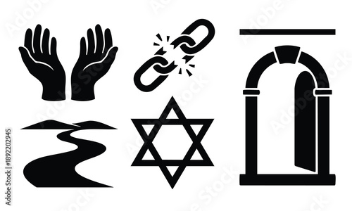 Passover silhouette bundle set with symbols of freedom and journey