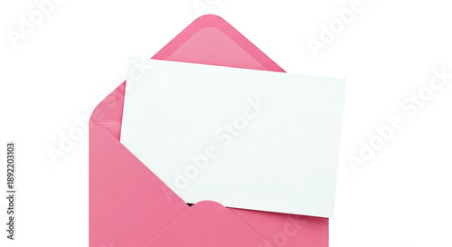 Pink Envelope with Blank White Card