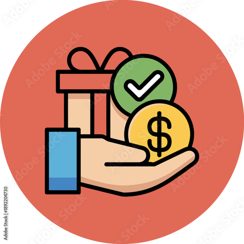 Hand Holding Gifts and Coins for Savings and Giving