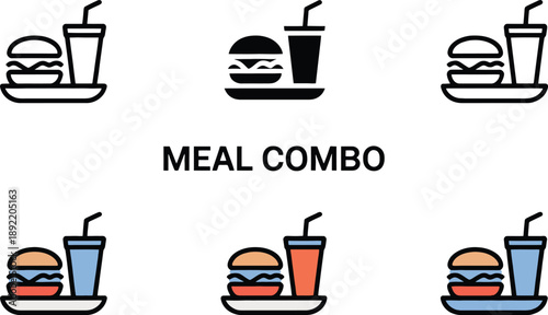 Meal combo with burger and drink fast food restaurant