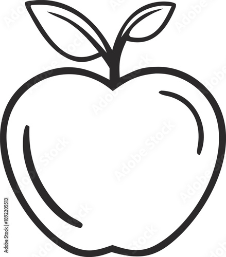 Simplified line drawing of a single apple