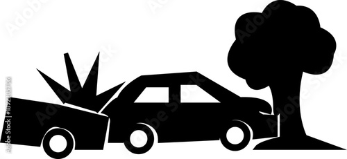 car accident  silhouette icon design template