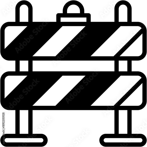 Road Barrier and Construction Site Security Vector Icon