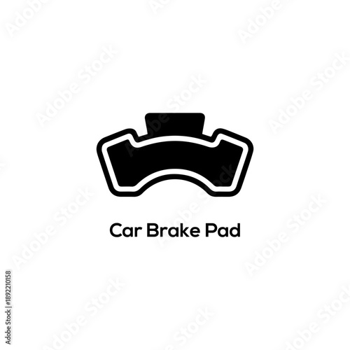 Vector icon of a car brake pad symbol for automotive braking systems and vehicle maintenance isolated on white background.
