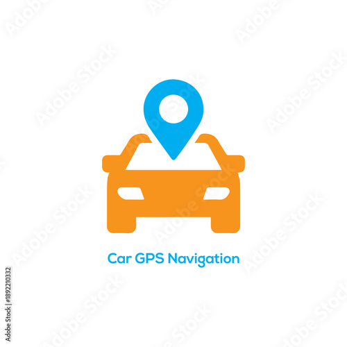 Car GPS navigation vector icon with location pin for travel tracking automotive technology map direction and transport logistics service
