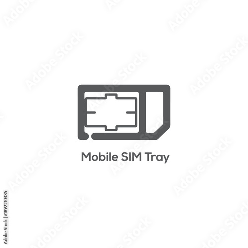 Mobile SIM tray icon vector illustration for smartphone network communication technology hardware component digital interface isolated on white background
