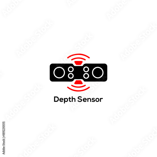 Depth sensor vector icon for 3D sensing technology motion detection distance measurement and facial recognition isolated on white background
