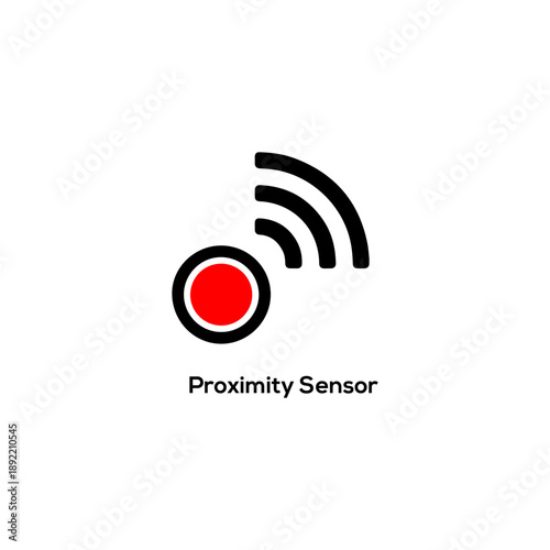 Proximity sensor icon vector illustration with signal waves for motion detection smart technology automation and electronic distance measurement isolated graphic
