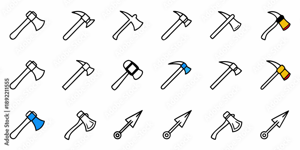 Naklejka premium Various Axes and Arrows Illustration Set